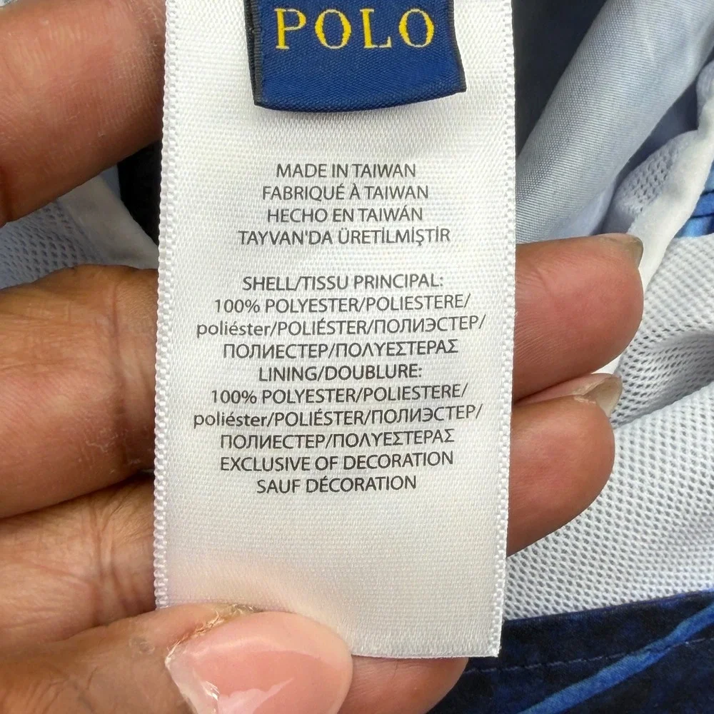 Polo Ralph Lauren Swim Trunks Sz 32 Blue Floral Hibiscus Board Shorts Buckle